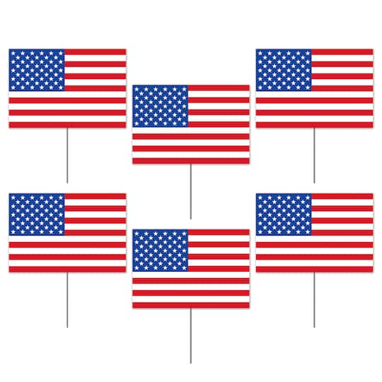 Beistle 7.5" x 11.25" Plastic American Flag Yard Signs, 6ct.